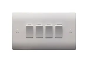 10A 4 Gang 1 Way Light Switch Настенный переключатель для Великобритании CE Одобрен 3x6